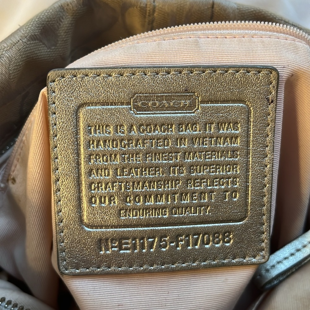 COACH Grey and Silver Shoulder Crossbody Purse Medium Sized - Picture 7 of 9